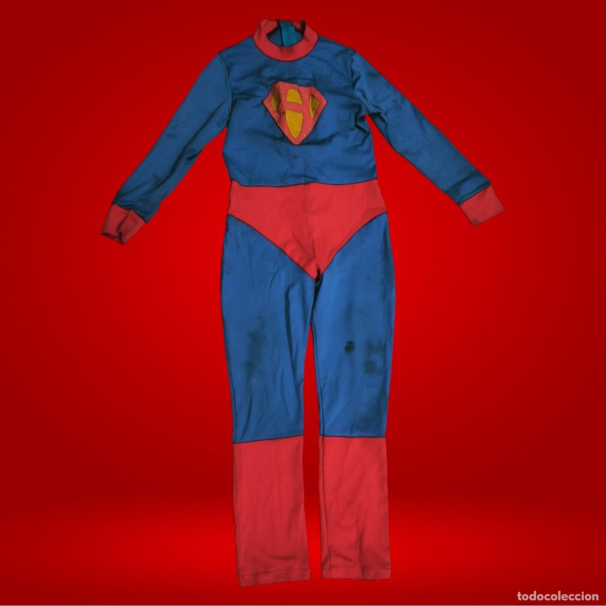 Juguetes antiguos y Juegos de colecci&oacute;n: Disfraz Superh&eacute;roe Infantil Azul Y Rojo Con Emblema Pecho