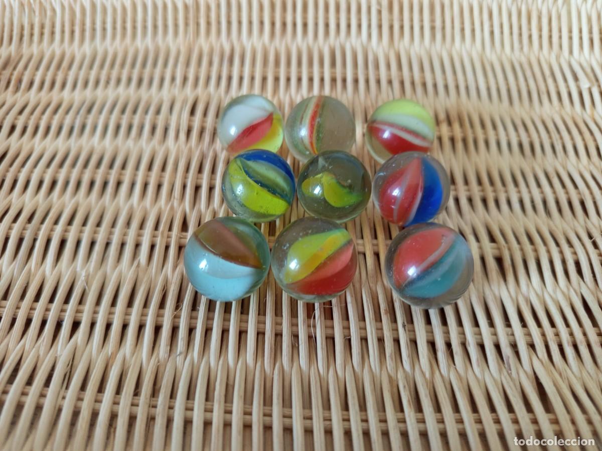 Juguetes antiguos y Juegos de colecci&oacute;n: Canicas de cristal lote de 9.Vintage