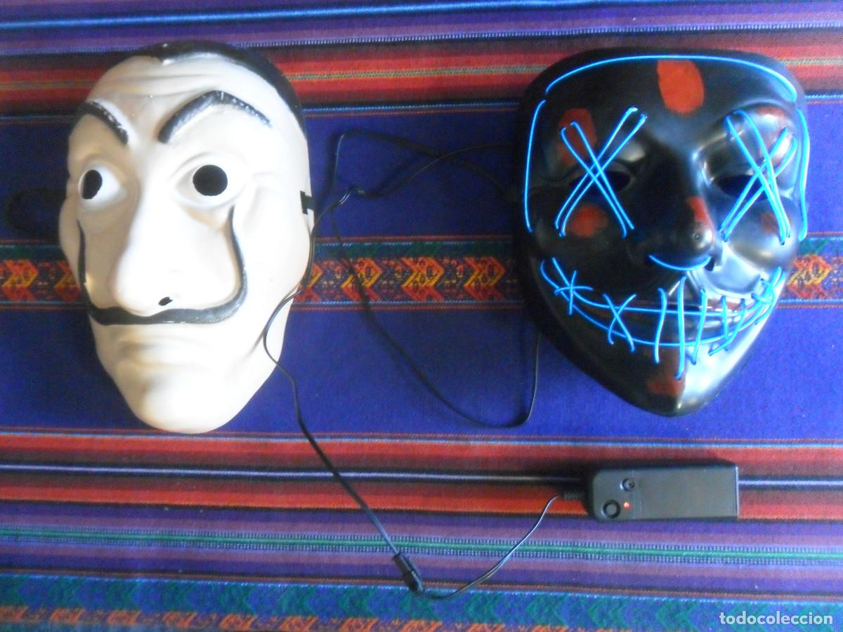 Juguetes antiguos y Juegos de colecci&oacute;n: M&Aacute;SCARA DE PL&Aacute;STICO CON LUZ ANONIMUS V DE VENDETTA Y LA CASA DE PAPEL SALVADOR DAL&Iacute;. RARAS.