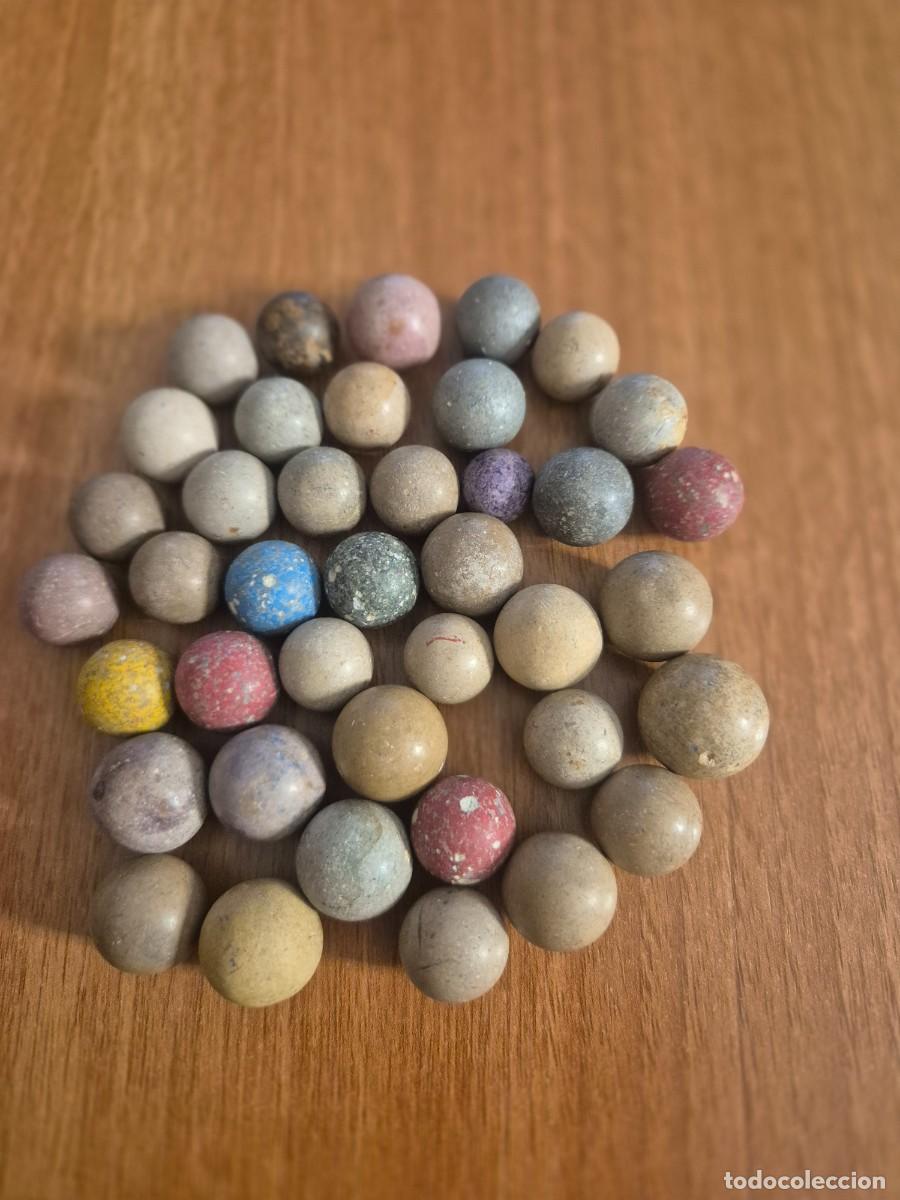 Juguetes antiguos y Juegos de colecci&oacute;n: LOTE 40 CANICAS DE PIEDRA.