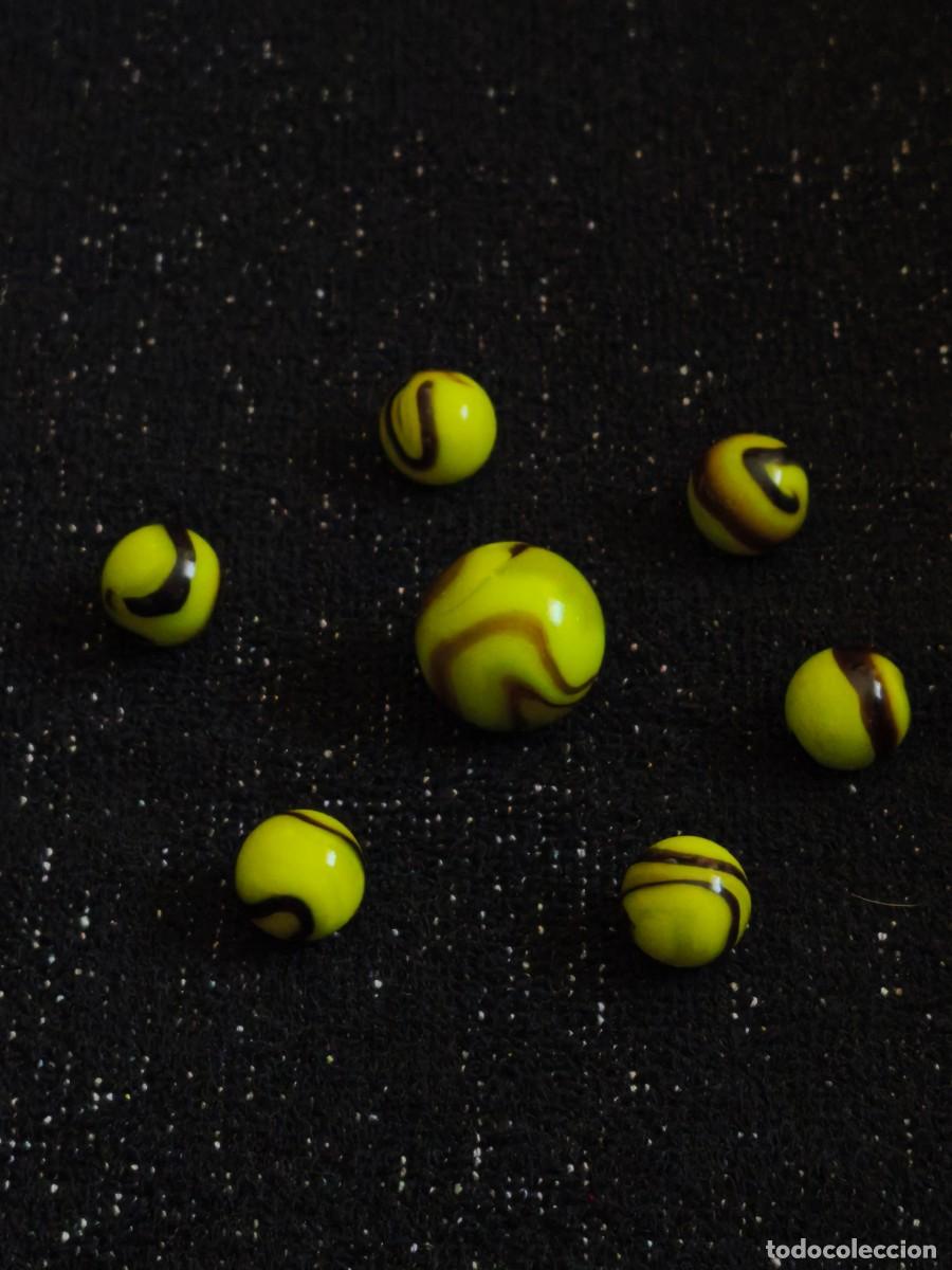 Juguetes antiguos y Juegos de colecci&oacute;n: LOTE 7 CANICAS VARIEDAD SALTAMONTE, GRASSHOPPER O CHAPUL&Iacute;N