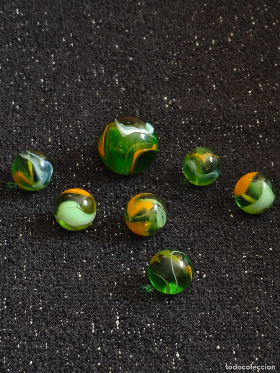 Juguetes antiguos y Juegos de colecci&oacute;n: LOTE 7 CANICAS VARIEDAD GRILLO SWIRL