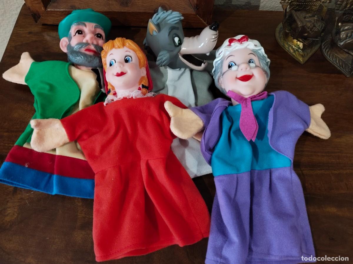 Juguetes antiguos y Juegos de colecci&oacute;n: Marionetas, t&iacute;teres cuento Caperucita Roja. Caperucita, Lobo, Abuela y Cazador.
