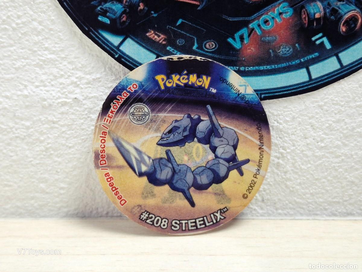 Juguetes antiguos y Juegos de colecci&oacute;n: Tazo N&ordm; 208 Steelix Pok&eacute;mon Tazos League Matutano 2002 Nintendo (Bajo pegatina Umbreon 197)