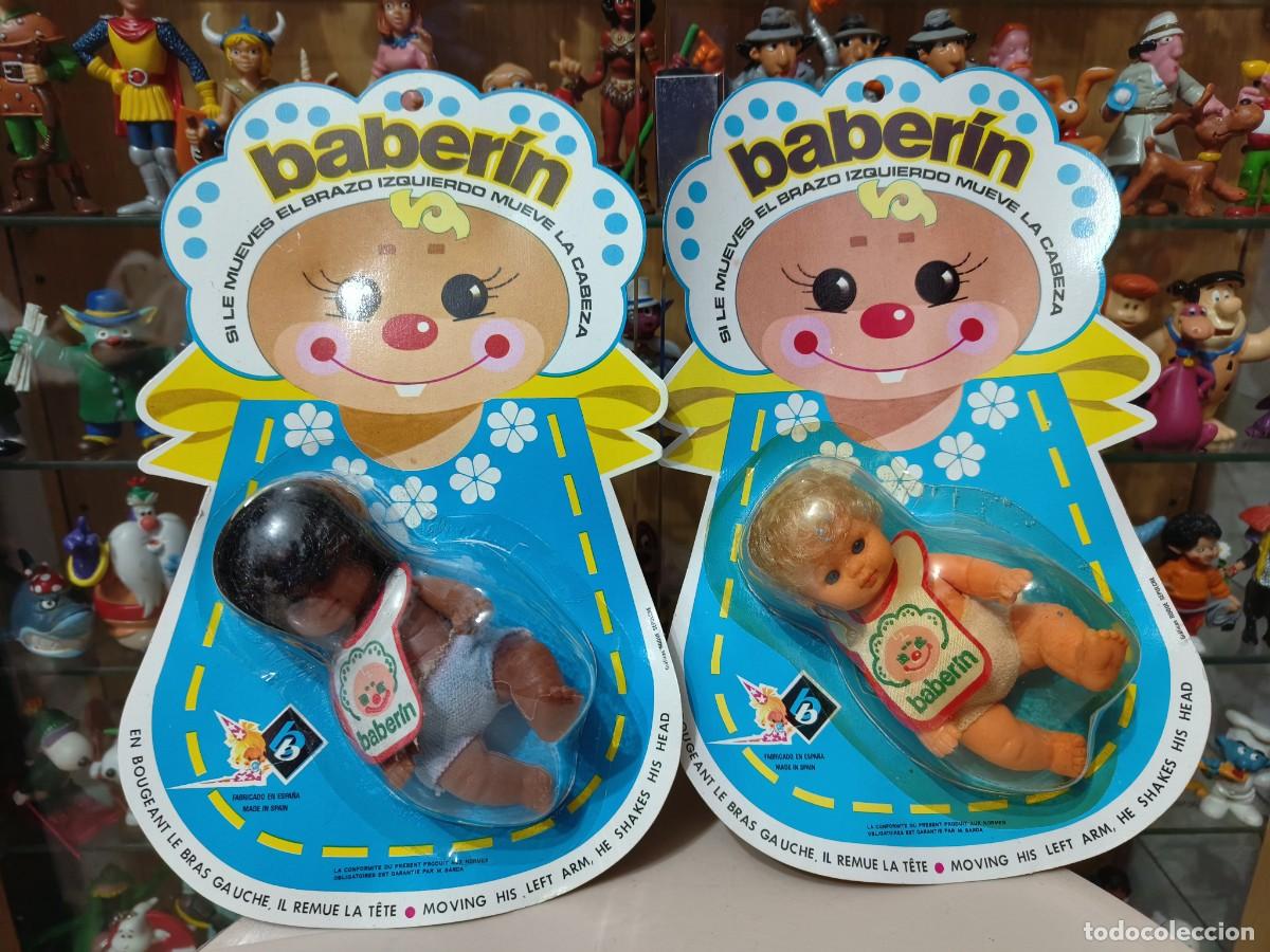 Juguetes antiguos y Juegos de colecci&oacute;n: Ocasion coleccionista 2 antiguos mu&ntilde;ecos beb&eacute;s en blister a&ntilde;os 70 80 Baber&iacute;n marca BB no barriguitas
