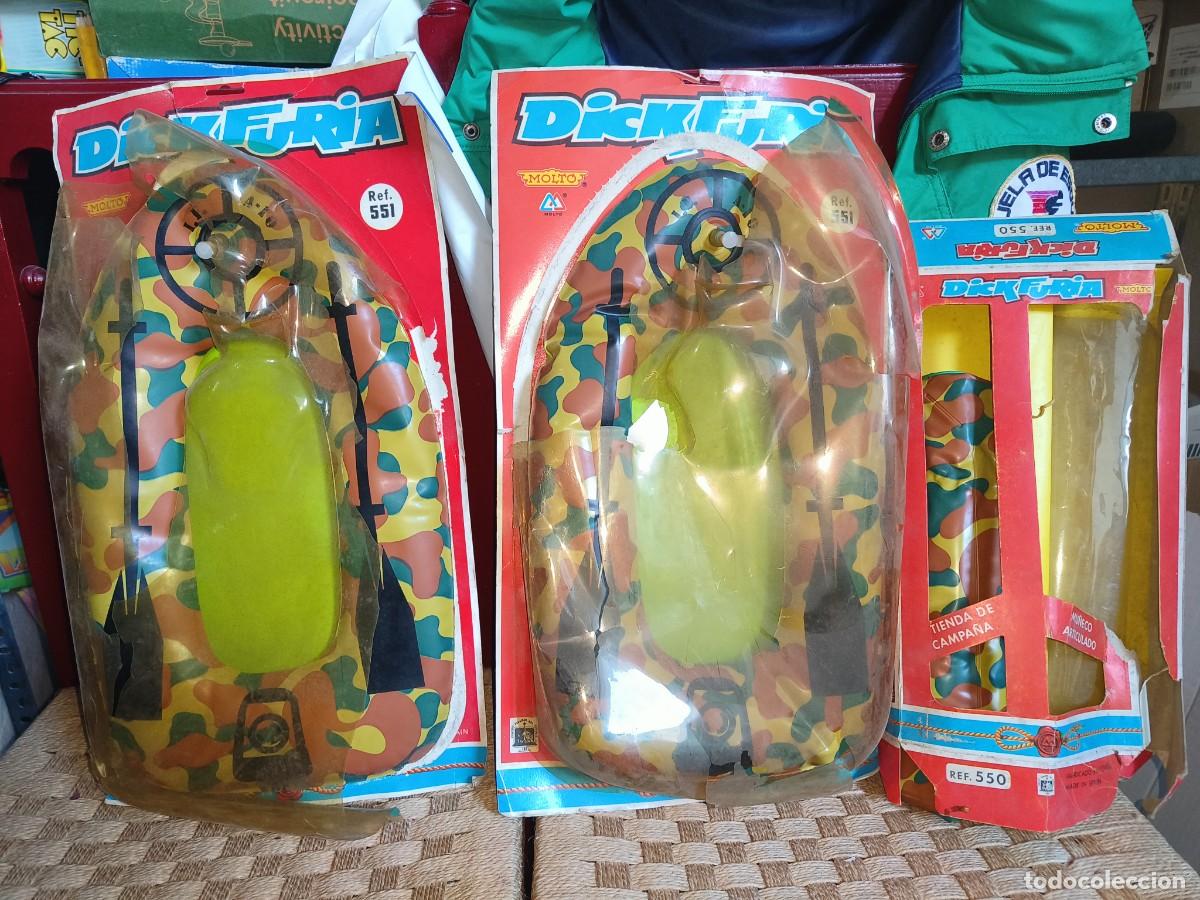 Juguetes antiguos y Juegos de colecci&oacute;n: Rareza ! 2 lanchas + tienda de campa&aacute; para mu&ntilde;eco Dick Furia Molto a&ntilde;os 80