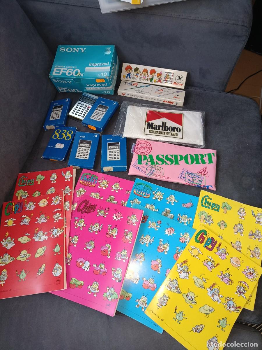 Juguetes antiguos y Juegos de colecci&oacute;n: Super lote escolar articulos de colegio vintage a&ntilde;os 70 80 cuadernos lapices calculadoras estuches