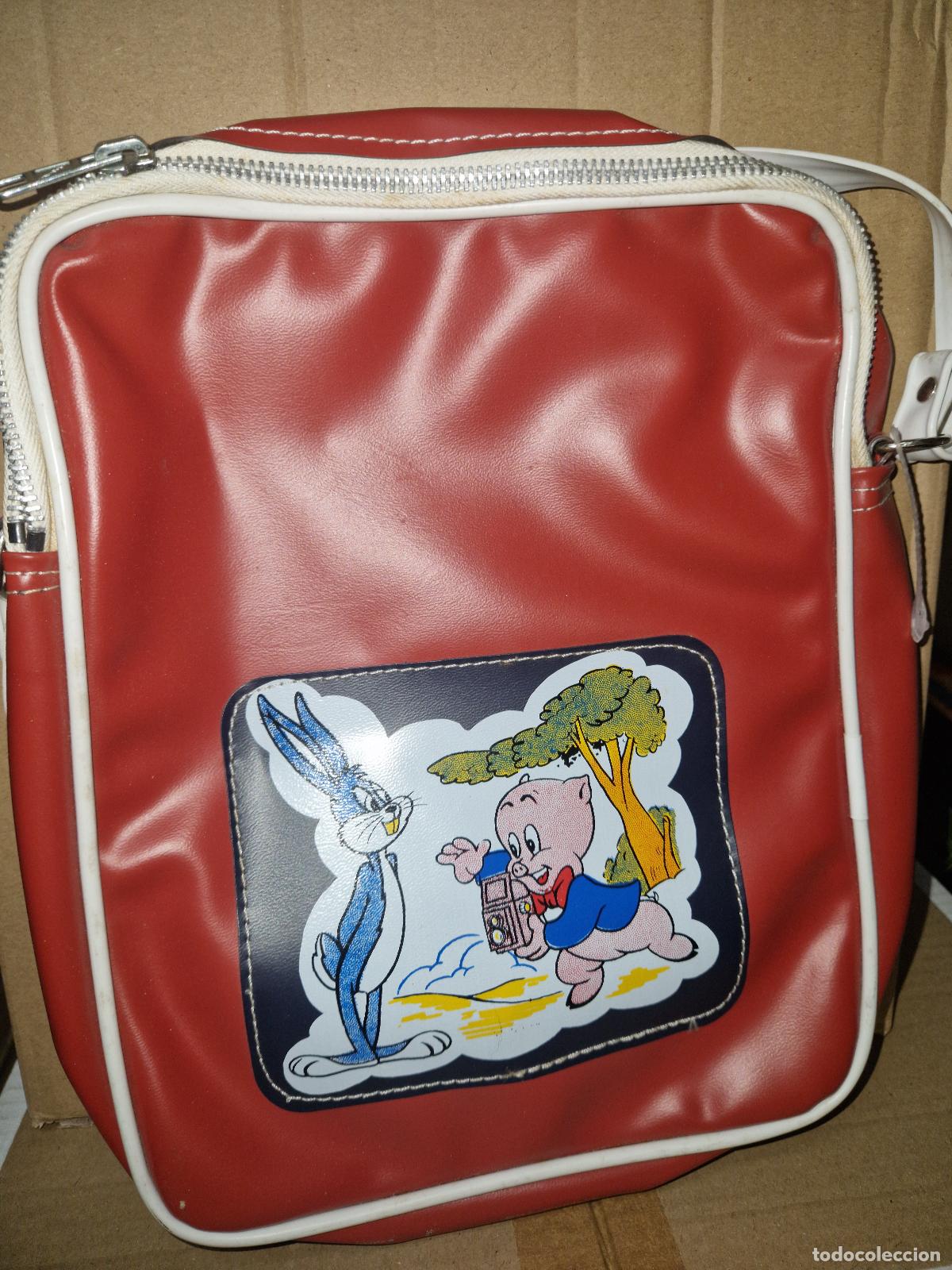 Juguetes antiguos y Juegos de colecci&oacute;n: CARTERA CON ILUSTRACION DE BUGS BUNNY Y PORKY PIG/ COLEGIO,/ ESCUELA A&Ntilde;OS 70