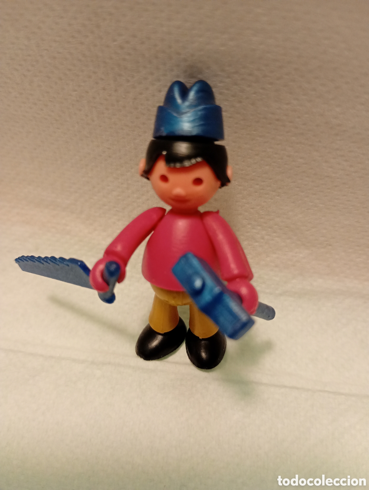 Juguetes antiguos y Juegos de colecci&oacute;n: Figura Super Charly Dulcop Italia a&ntilde;os 70/80 tipo Playmobil vintage con herramientas