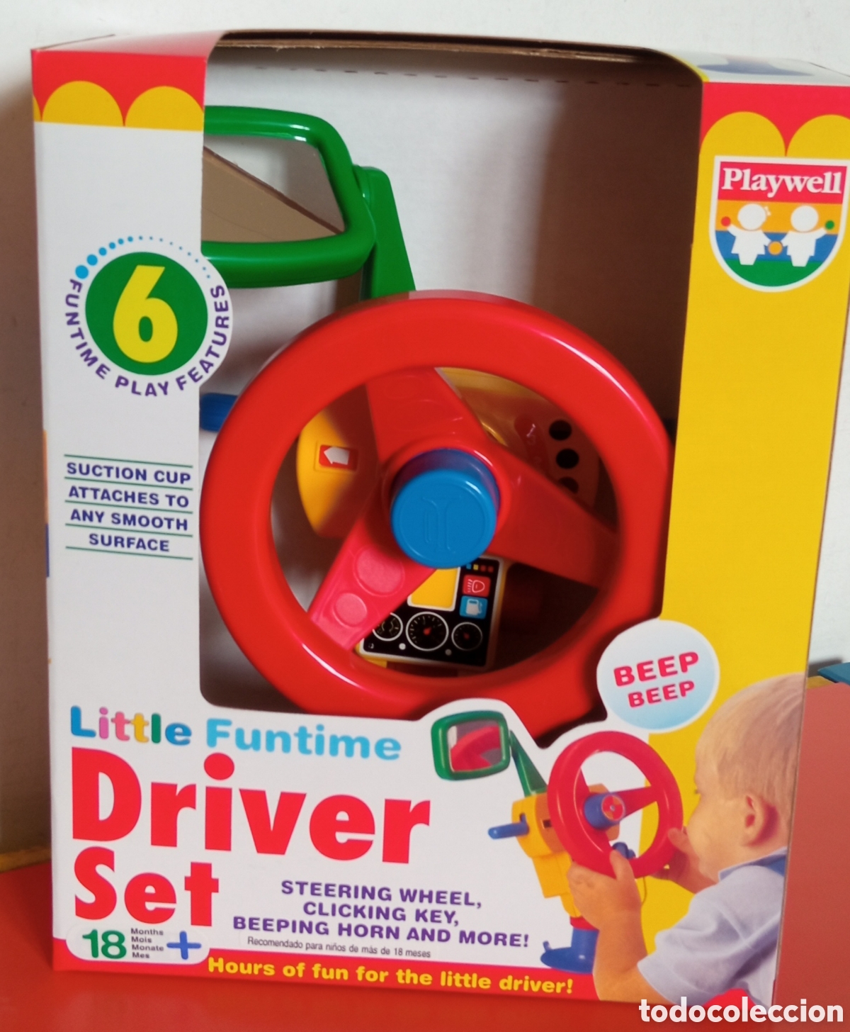 Juguetes antiguos y Juegos de colecci&oacute;n: VOLANTE CONDUCTOR SONIDOS BASE VENTOSA.PLAYWELL 90'S.CAJA SIN ABRIR.