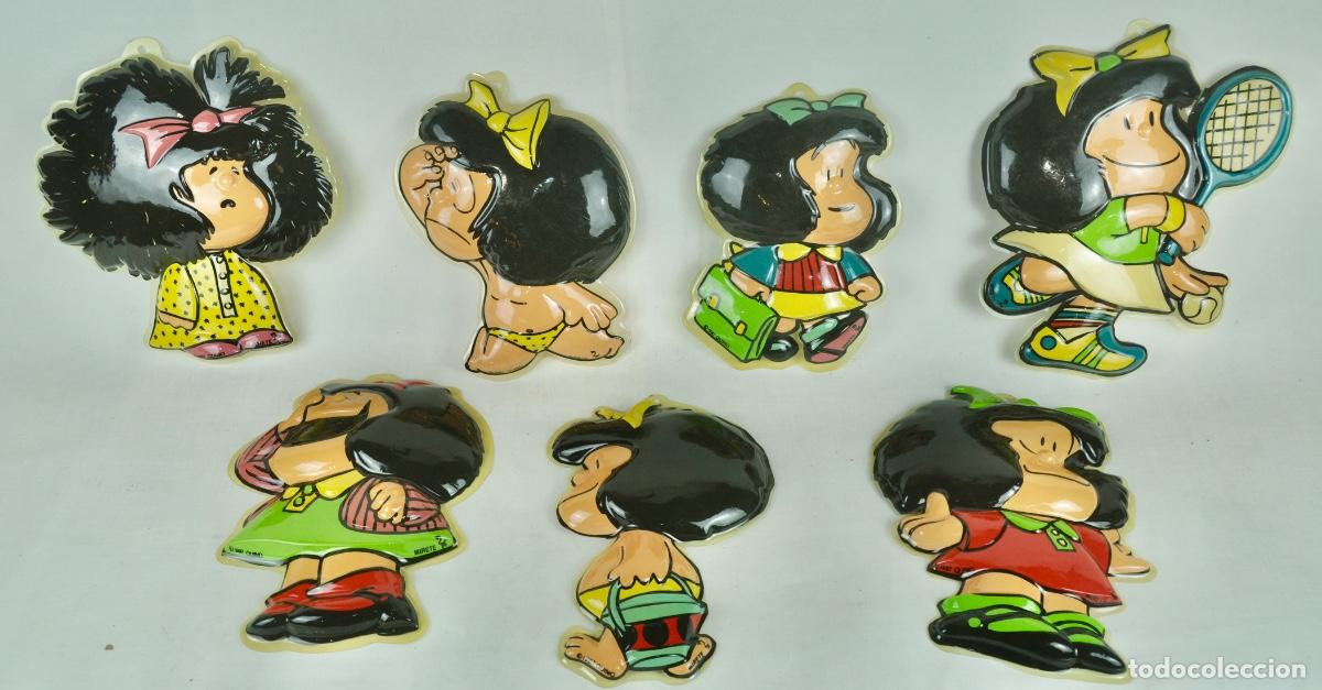 Juguetes antiguos y Juegos de colecci&oacute;n: 7 siluetas de Mafalda en pl&aacute;stico a&ntilde;os 80