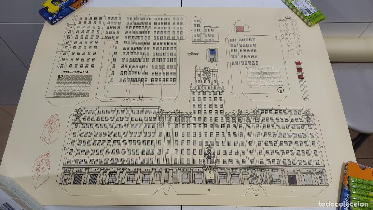 Juguetes antiguos y Juegos de colecci&oacute;n: 1188 CARTULINAS RECORTABLES CON EDIFICIO DE TELEFONICA EN GRAN VIA DE MADRID, A&Ntilde;OS 90