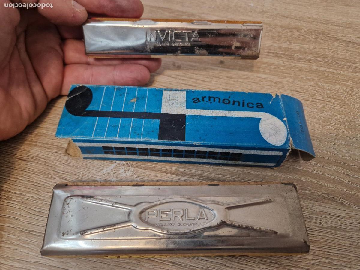 Juguetes antiguos y Juegos de colecci&oacute;n: lote antiguo juguete musical armonica Perla Keller - Invicta metal kiosko a&ntilde;os 70
