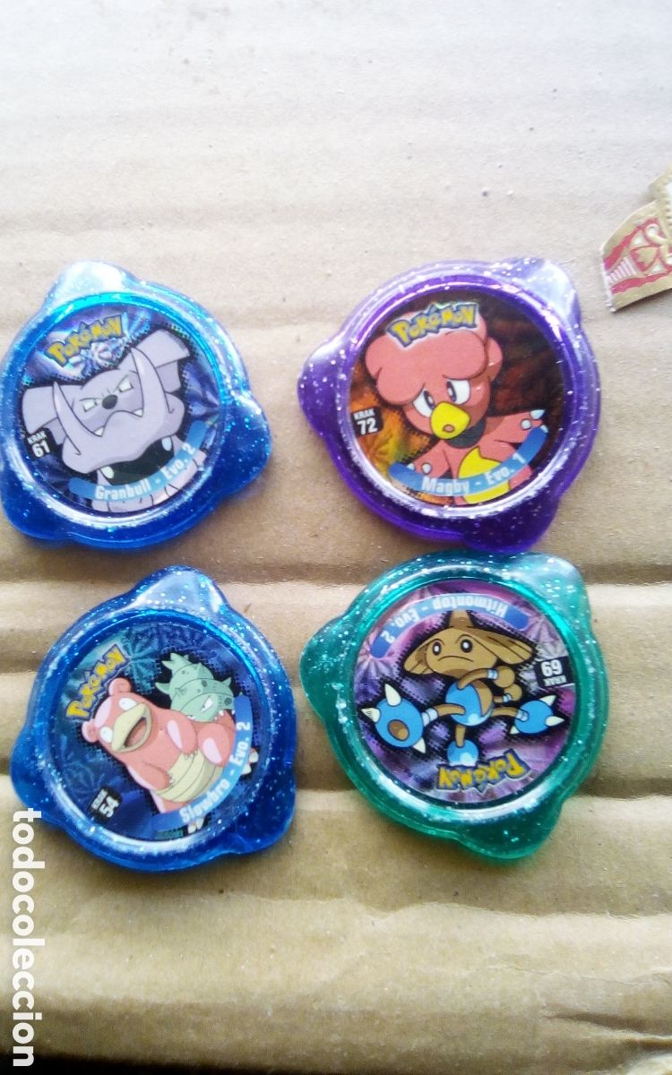 Juguetes antiguos y Juegos de colecci&oacute;n: 4 Tazos Kraks Pok&eacute;mon. 54, 61, 69, 72. Panini.