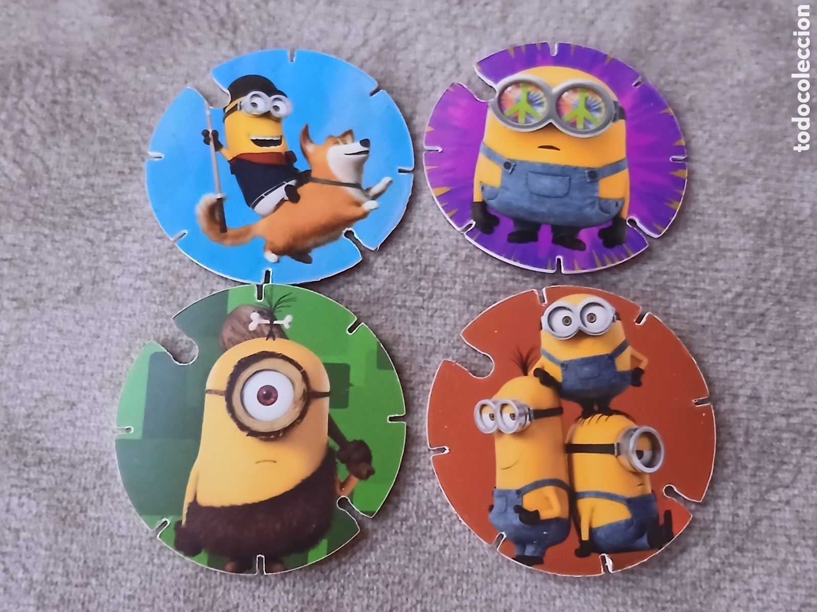 Juguetes antiguos y Juegos de colecci&oacute;n: 4 Tazos Los Minions -Promoci&oacute;n Chetos Matutano- A&ntilde;o 2012-2014
