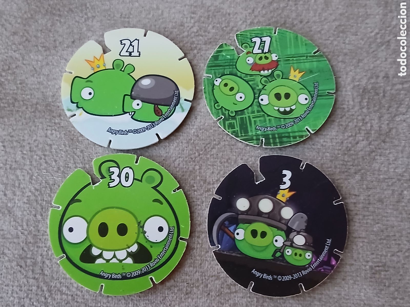Juguetes antiguos y Juegos de colecci&oacute;n: 4 Tazos Angry Birds -Promoci&oacute;n Chetos Matutano- A&ntilde;o 2012/14