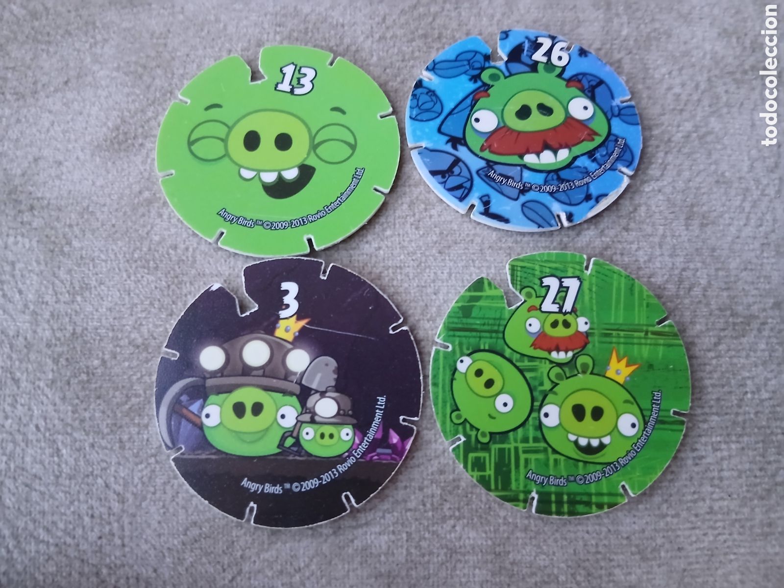 Juguetes antiguos y Juegos de colecci&oacute;n: 4 Tazos Angry Birds -Promoci&oacute;n Chetos Matutano- A&ntilde;o 2012/14