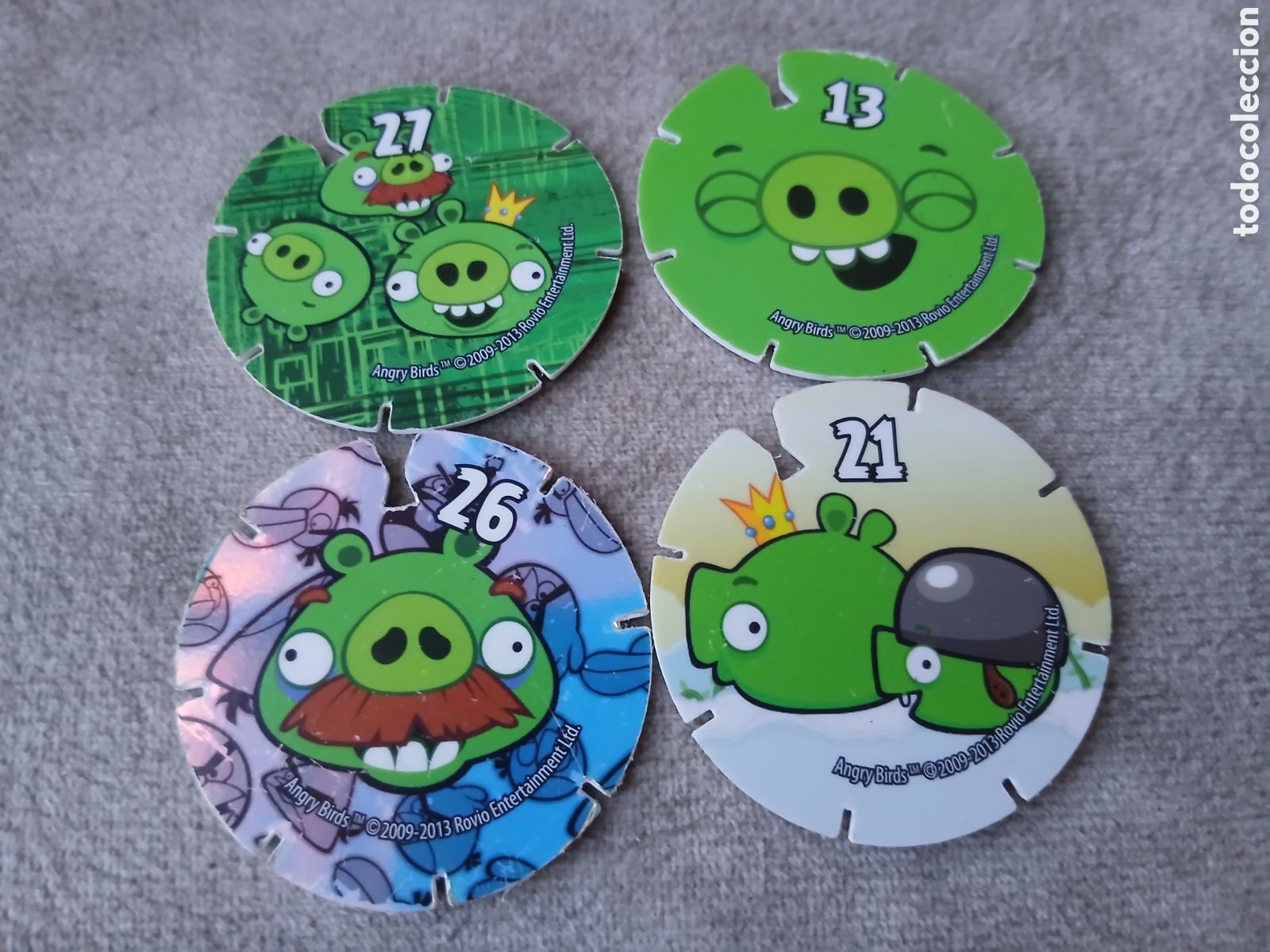 Juguetes antiguos y Juegos de colecci&oacute;n: 4 Tazos Angry Birds -Promoci&oacute;n Chetos Matutano- A&ntilde;o 2012/14