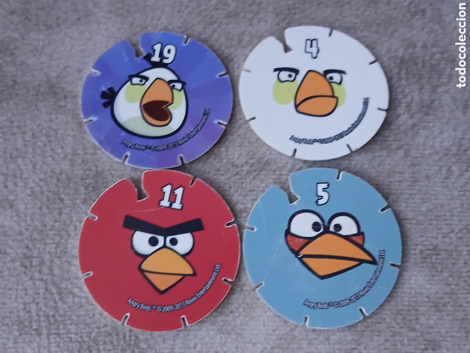 Juguetes antiguos y Juegos de colecci&oacute;n: 4 Tazos Angry Birds -Promoci&oacute;n Chetos Matutano- A&ntilde;o 2012/2014