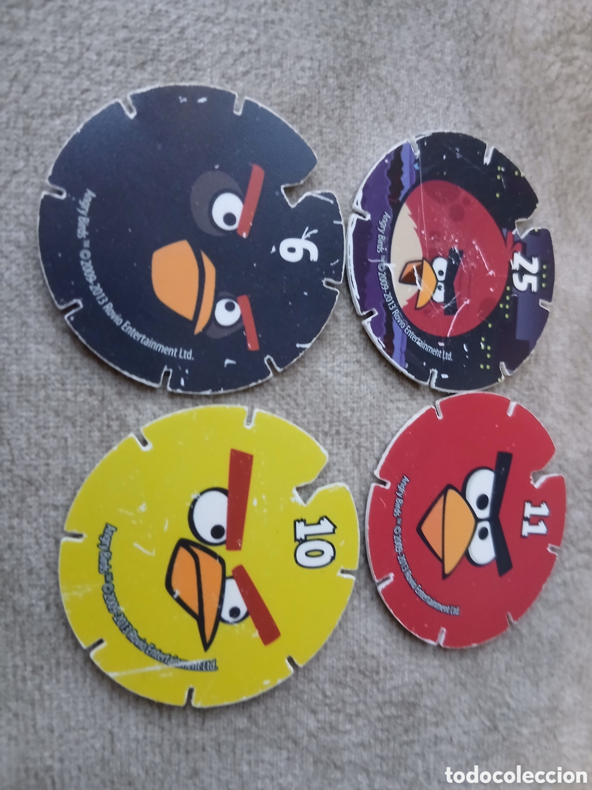 Juguetes antiguos y Juegos de colecci&oacute;n: 4 Tazos Angry Birds -Promoci&oacute;n Chetos Matutano- A&ntilde;o 2012/14