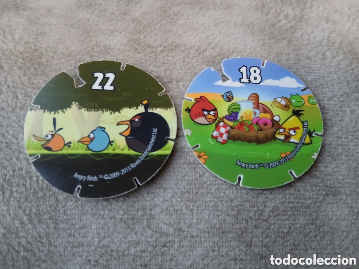 Juguetes antiguos y Juegos de colecci&oacute;n: 2 Tazos Angry Birds -Promoci&oacute;n Chetos Matutano- A&ntilde;o 2012/14