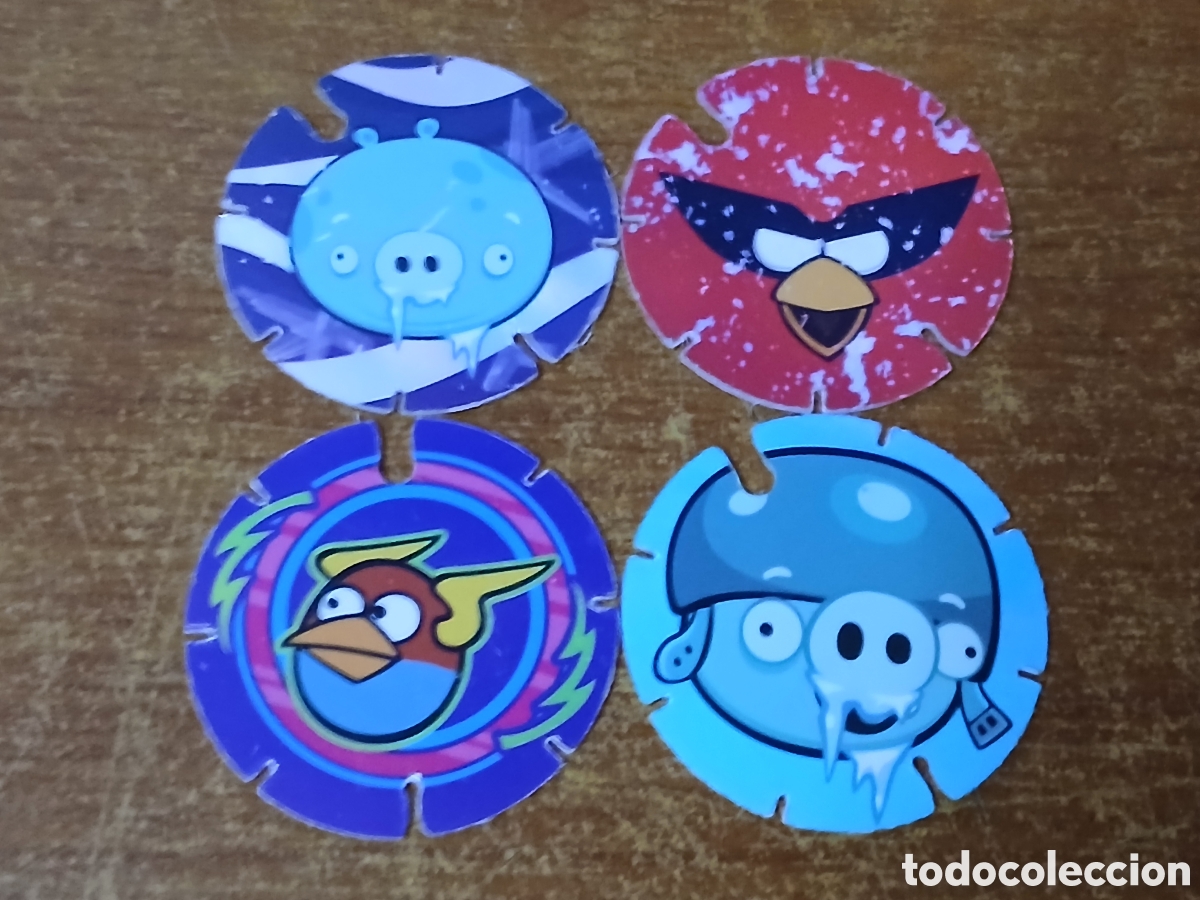 Juguetes antiguos y Juegos de colecci&oacute;n: 4 Tazos Angry Birds -Promoci&oacute;n Chetos Matutano- A&ntilde;o 2012/14