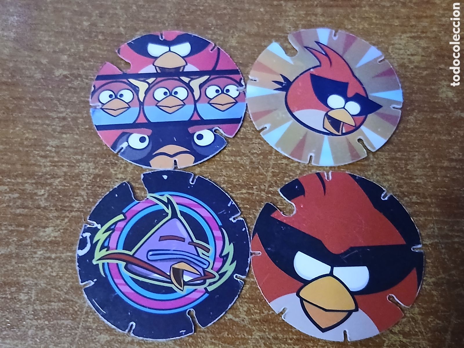 Juguetes antiguos y Juegos de colecci&oacute;n: 4 Tazos Angry Birds -Promoci&oacute;n Chetos Matutano- A&ntilde;o 2012/14
