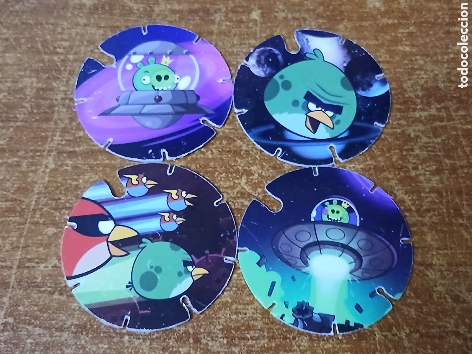 Juguetes antiguos y Juegos de colecci&oacute;n: 4 Tazos Angry Birds -Promoci&oacute;n Chetos Matutano- A&ntilde;o 2012/14