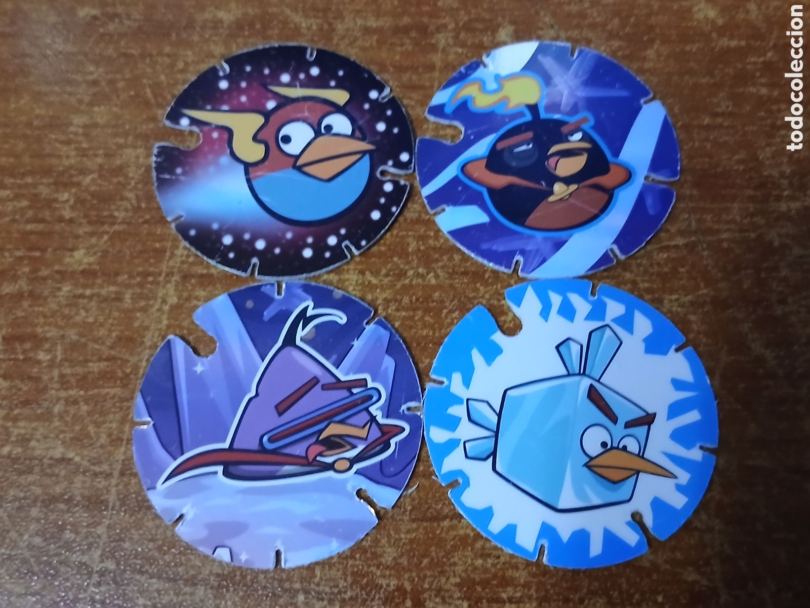 Juguetes antiguos y Juegos de colecci&oacute;n: 4 Tazos Angry Birds -Promoci&oacute;n Chetos Matutano- A&ntilde;o 2012/14
