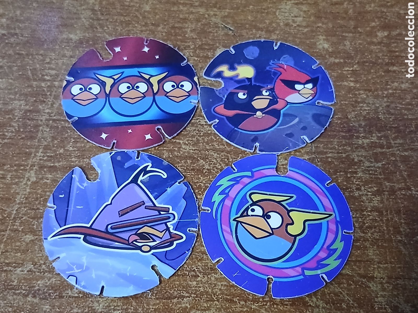 Juguetes antiguos y Juegos de colecci&oacute;n: 4 Tazos Angry Birds -Promoci&oacute;n Chetos Matutano- A&ntilde;o 2012/14