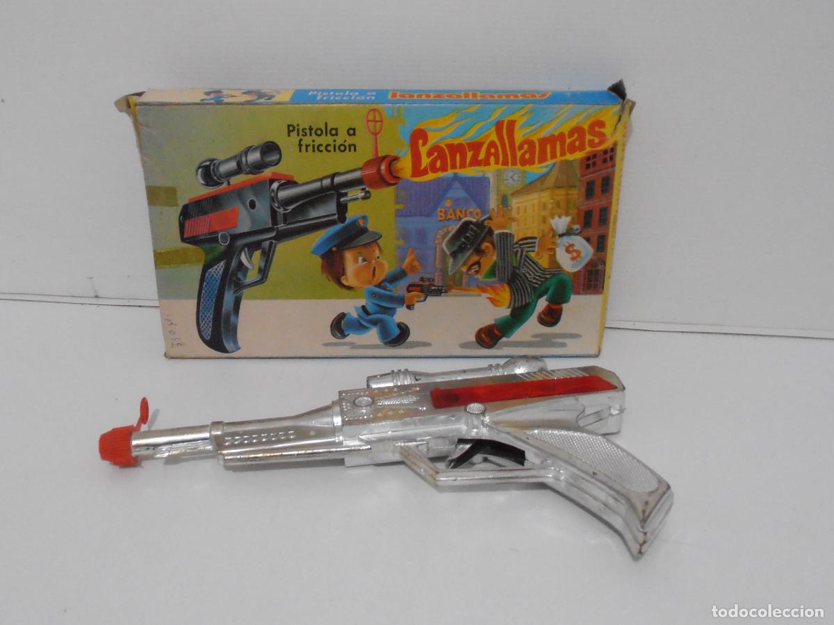 Juguetes antiguos y Juegos de colecci&oacute;n: PISTOLA A FRICCION LANZALLAMAS METALIZADA REF. 134 , BERNABEU GISBERT, CAJA ORIGINAL