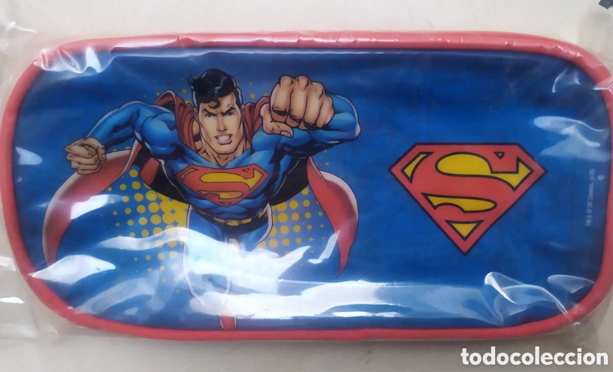 Juguetes antiguos y Juegos de colecci&oacute;n: Estuche lapicero a estrenar de Superman - Publicidad de Nestl&eacute;, mide 21x11 cm.