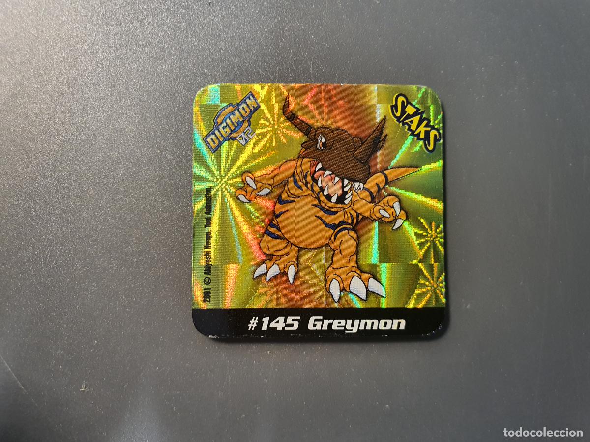 Juguetes antiguos y Juegos de colecci&oacute;n: TAZO CROMO DIGIMON 02 -- 2001 -- STAKS -- N&ordm; 145 GREYMON