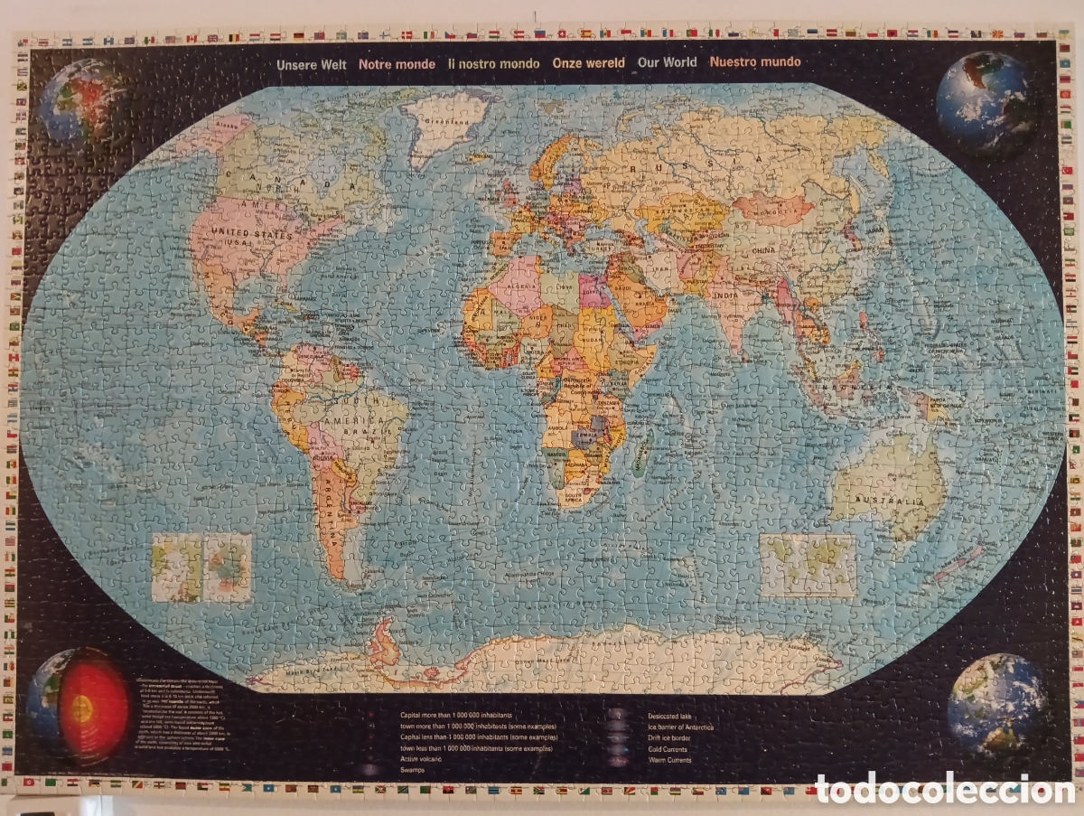 Juguetes antiguos y Juegos de colecci&oacute;n: Puzzle mapamundi encolado en lienzo