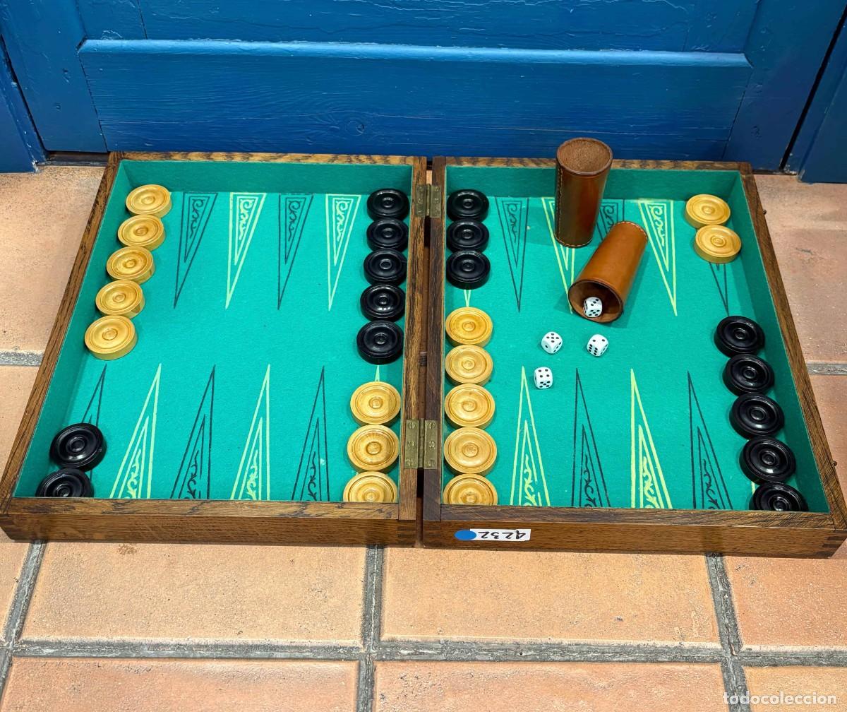 Brinquedos antigos e Jogos de cole&ccedil;&atilde;o: Juego de Backgammon Vintage de los A&ntilde;os 50 en Madera de Roble