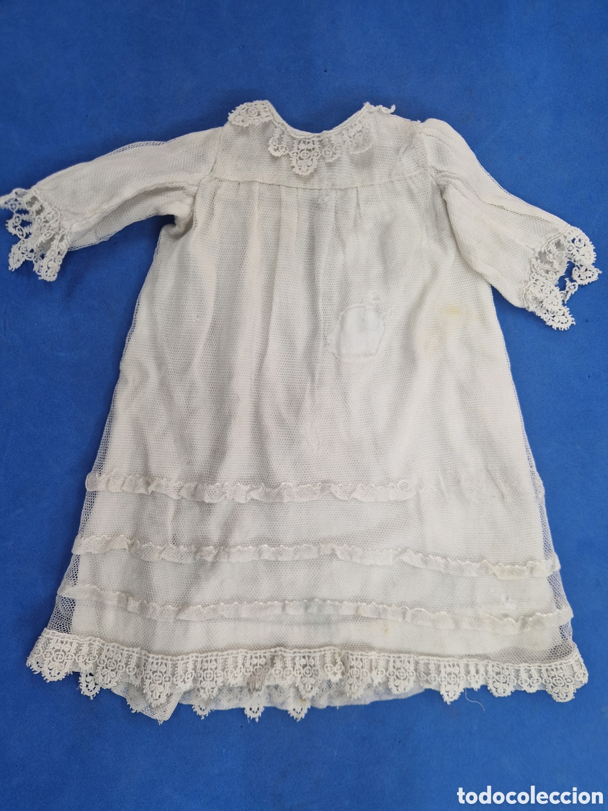 Juguetes antiguos y Juegos de colecci&oacute;n: Vestido mu&ntilde;eca antiguo, algodon , tul. Puntilla