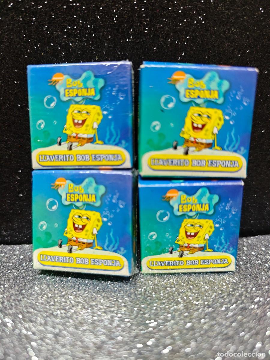 Juguetes antiguos y Juegos de colecci&oacute;n: GALLETAS GAMESA M&Eacute;XICO CAJITA SORPRESA BOB ESPONJA CONTIENE UN MINI LLAVERO LOTE DE 4