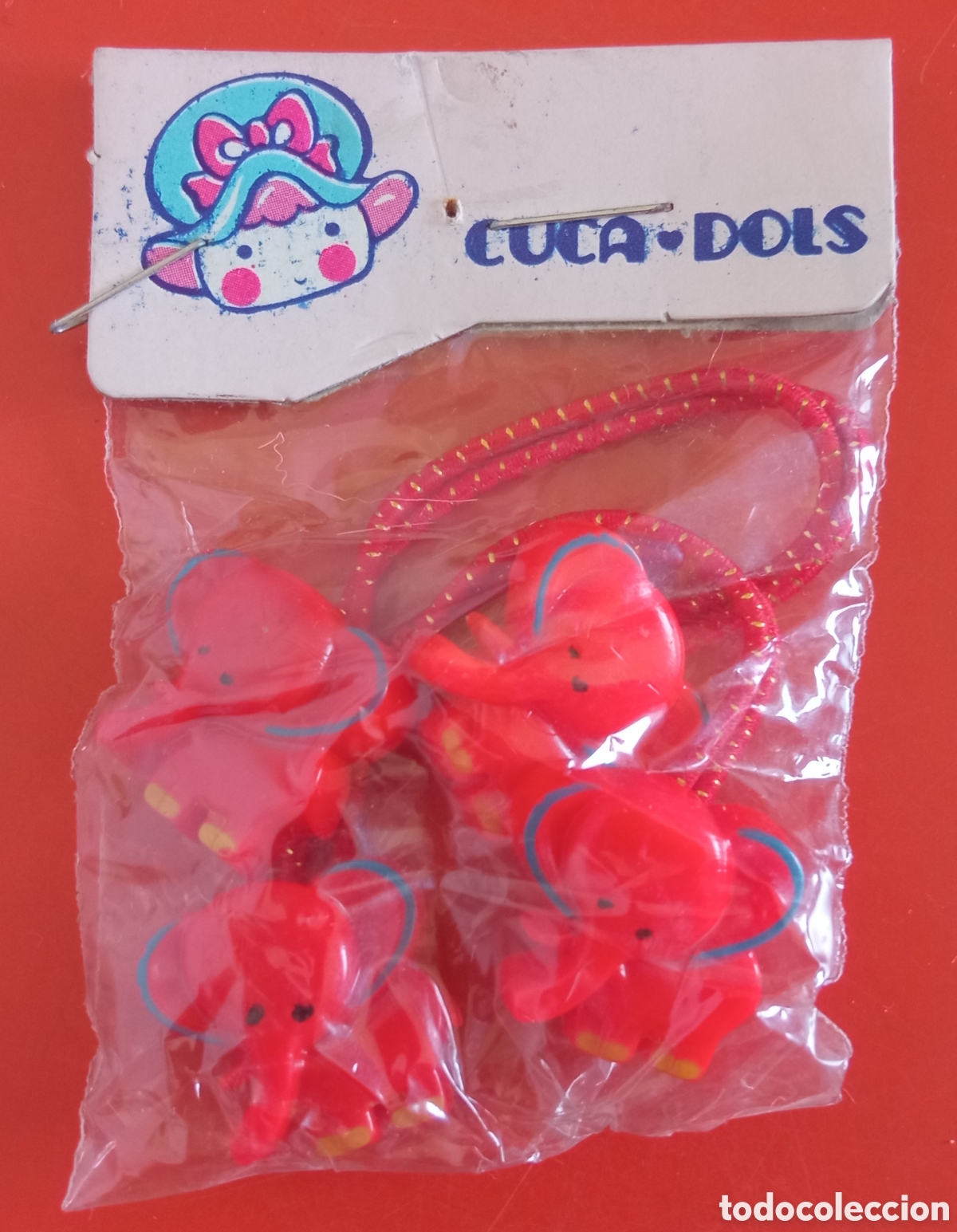 Juguetes antiguos y Juegos de colecci&oacute;n: COLETEROS ELEFANTES ROJOS CUCA-DOLS.JUYPAL 80'S.BOLSITA SIN ABRIR.