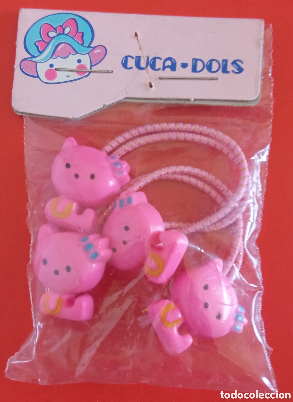 Juguetes antiguos y Juegos de colecci&oacute;n: COLETEROS GATITOS ROSAS CUCA-DOLS.JUYPAL 80'S.BOLSITA SIN ABRIR.