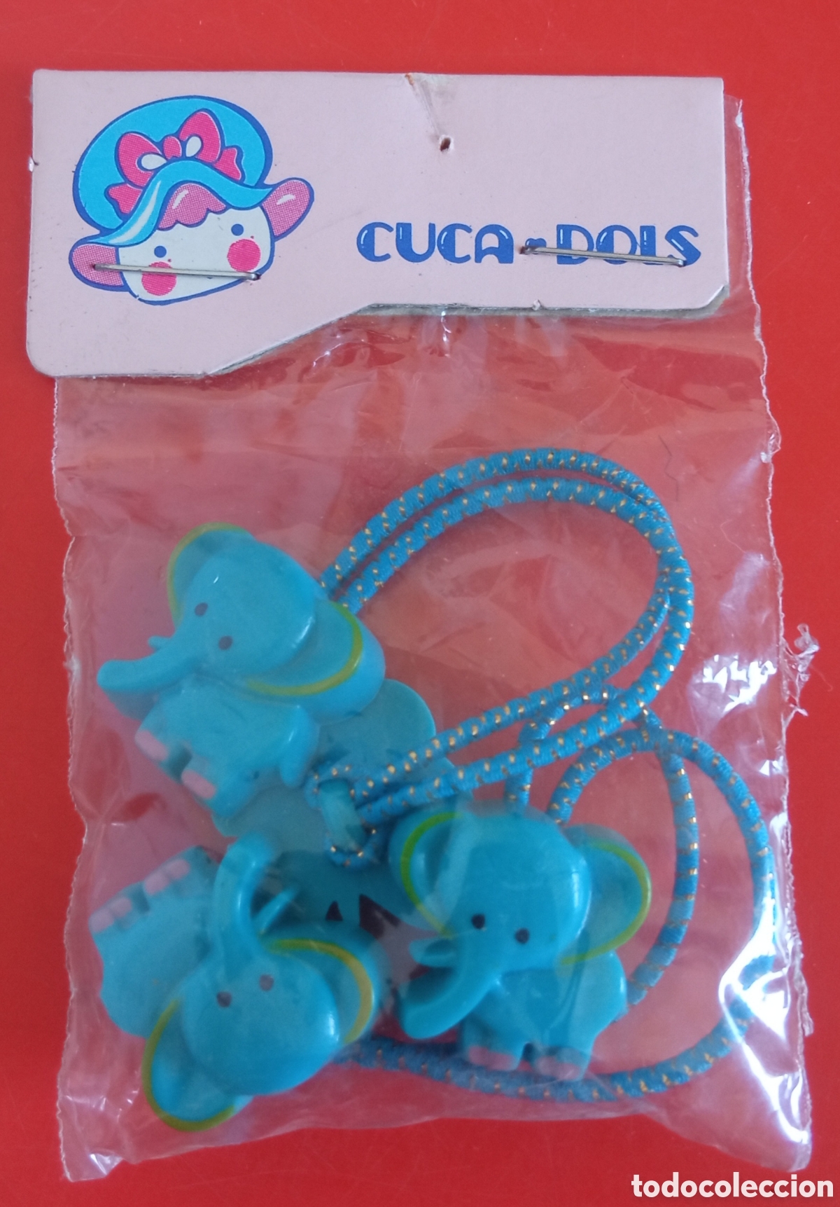 Juguetes antiguos y Juegos de colecci&oacute;n: COLETEROS ELEFANTES AZULES CUCA-DOLS.JUYPAL 80'S.BOLSITA SIN ABRIR.
