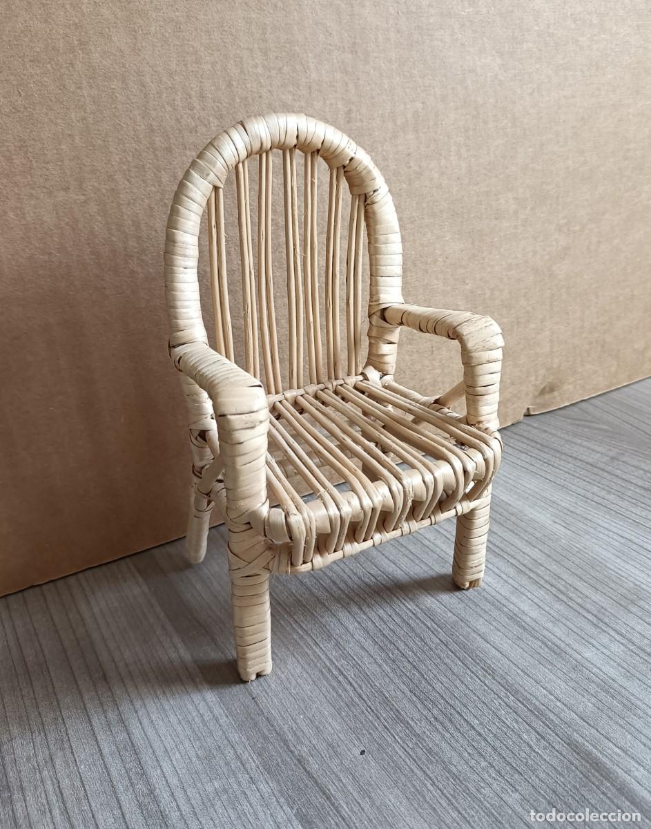 Juguetes antiguos y Juegos de colecci&oacute;n: Juguete, antiguo sillo, silla de mimbre para mu&ntilde;eca o mu&ntilde;eco