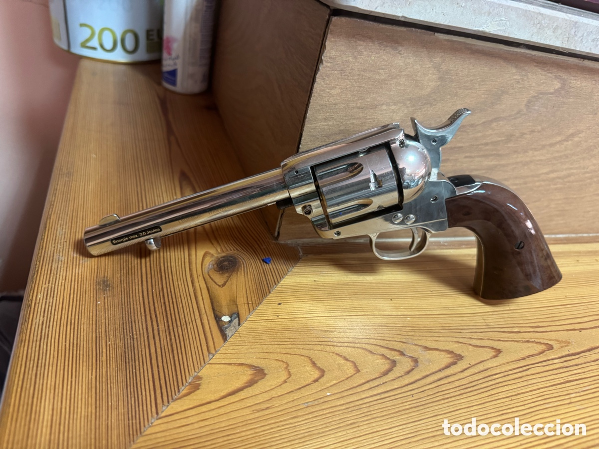 Brinquedos antigos e Jogos de cole&ccedil;&atilde;o: Rev&oacute;lver Airsoft estilo Western / Colt Single Action &ndash; Acabado cromado
