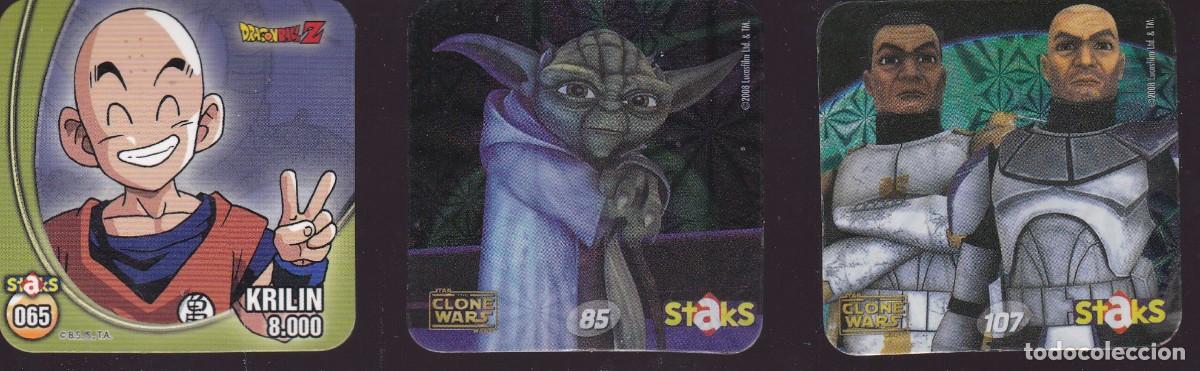Juguetes antiguos y Juegos de colecci&oacute;n: STAKS IMANES DRAGON BALL N&ordm; 65 + CLONE WARS N&ordm; 85 Y 107 &Uacute;LTIMAS COPIAS