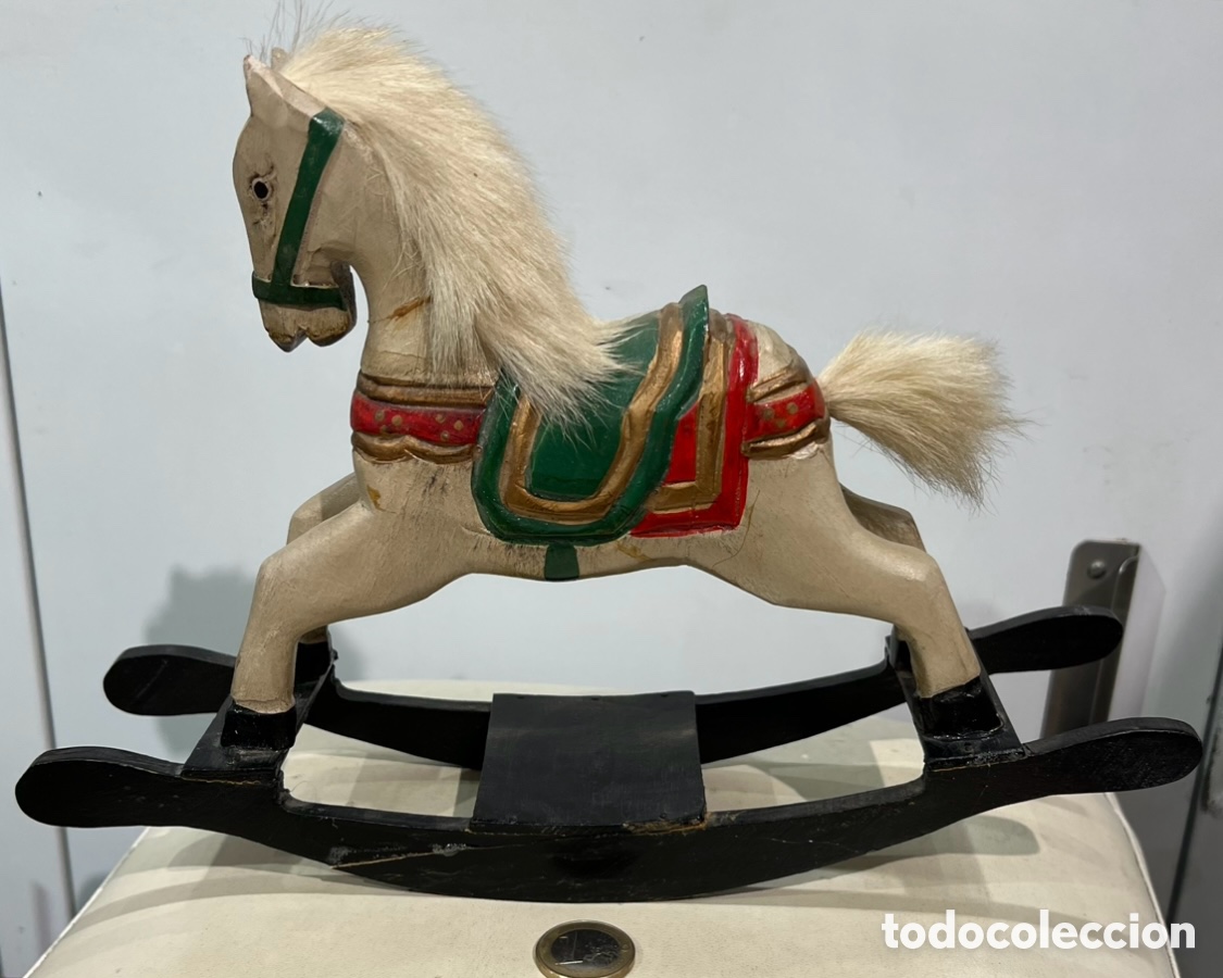 Juguetes antiguos y Juegos de colecci&oacute;n: Juguete. Caballo balanc&iacute;n. Madera. Hecho y pintado a mano. A&ntilde;os 40.