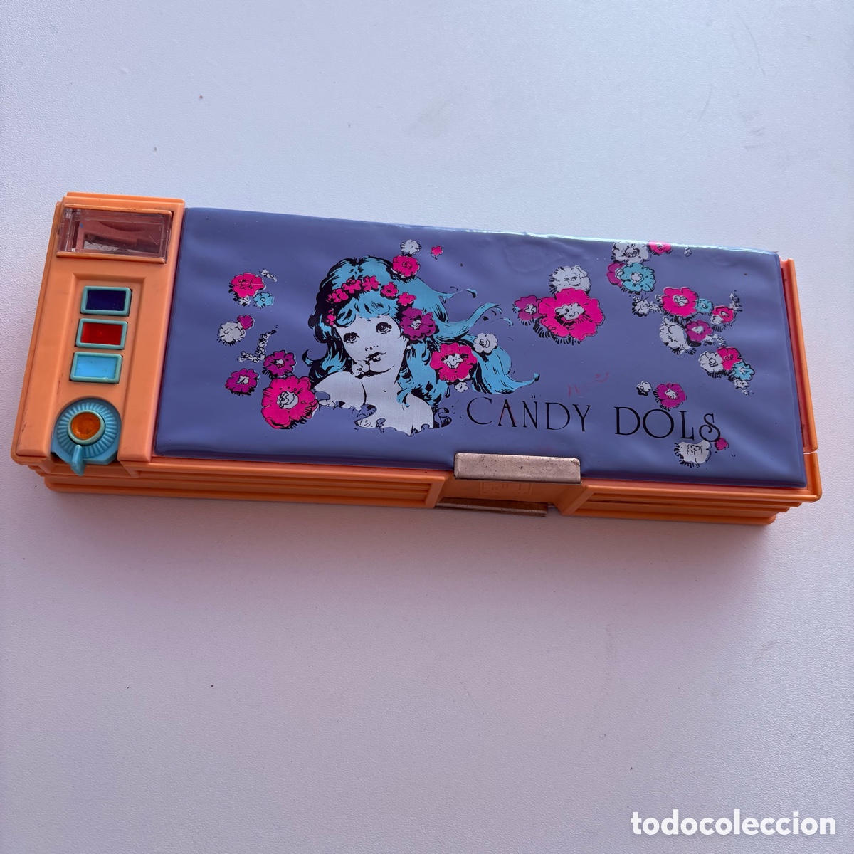 Juguetes antiguos y juegos de colecci&oacute;n: estuche de colegio automatico de botones a&ntilde;os 80 candy dols juypal