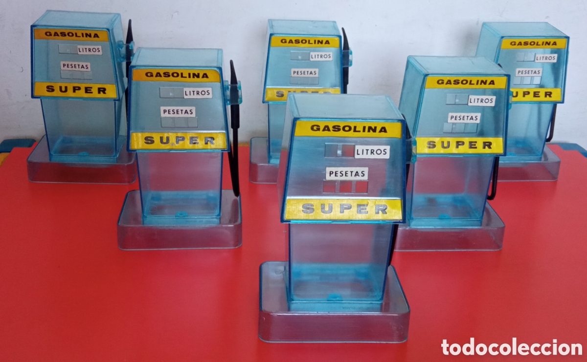 Juguetes antiguos y juegos de colecci&oacute;n: LOTE DE 6 SURTIDOR DE GASOLINA PARA ANISES / CARAMELOS.MONTEPLAST 70'S.NUEVOS.