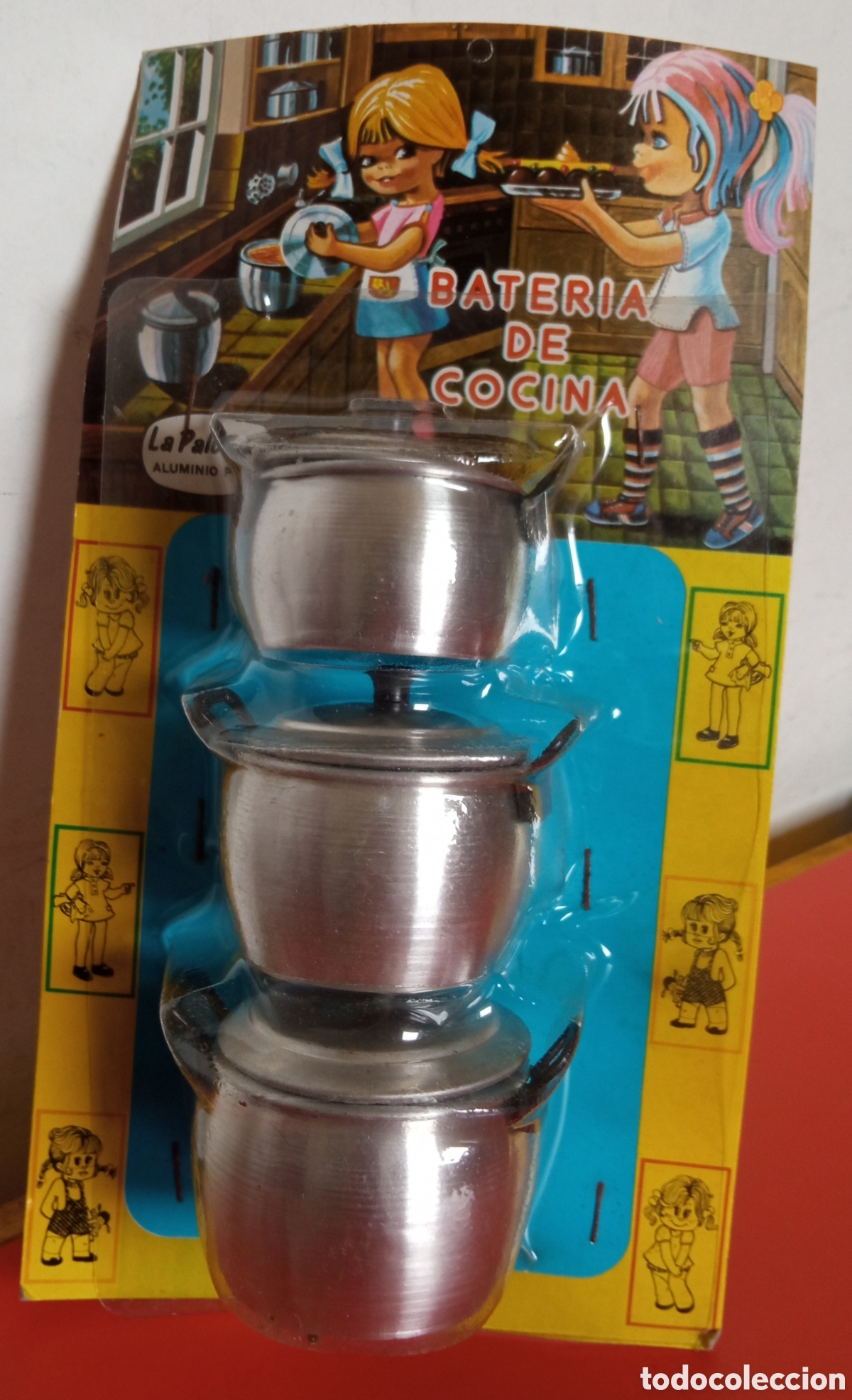 Juguetes antiguos y juegos de colecci&oacute;n: MENAJE PUCHEROS ALUMINIO.LA PALOMA 70'S.BLISTER SIN ABRIR.