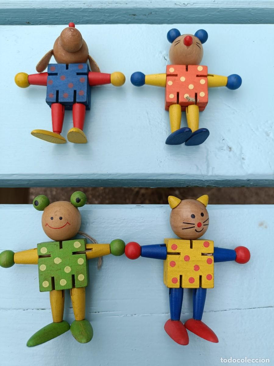 Juguetes antiguos y juegos de colecci&oacute;n: 4 FIGURAS DE MADERA DE OSO JUGUETE ARTICULADO A&Ntilde;OS 1970 MUY BIEN CONSERVADO