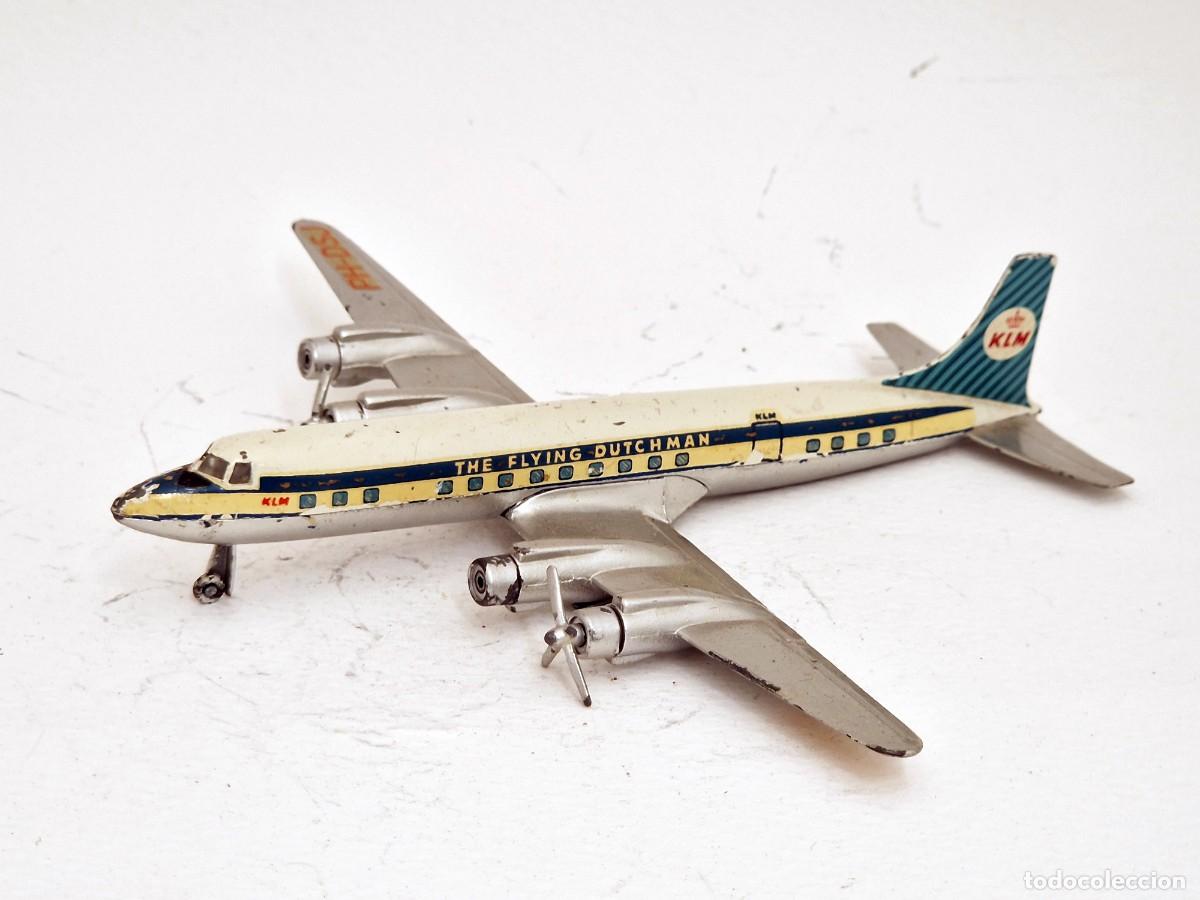 Antique Toys and Collectible Games: AVION MET&Aacute;LICO DOUGLAS DC-7C KLM TEKNO DENMARK REF PH-DSJ, A&Ntilde;OS 50 60