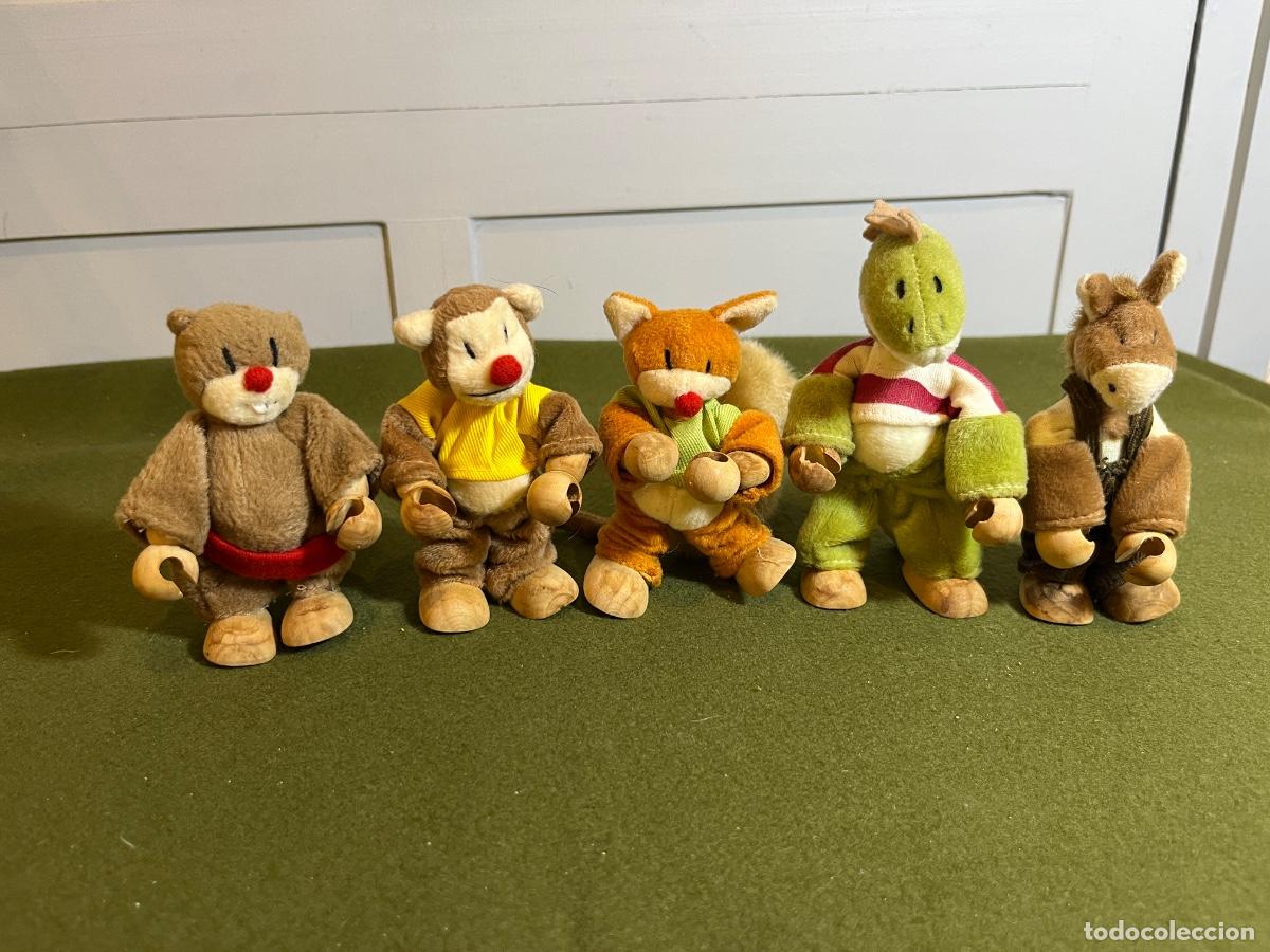Altes Spielzeug und Spiele: Lote 5 animales articulados YUPI peluche y madera vintage figuras flexibles colecci&oacute;n a&ntilde;os 80 90